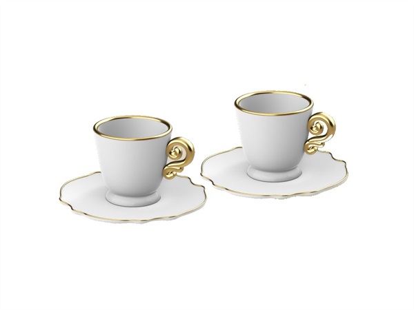 BIALETTI INDUSTRIE Pure gold, 2 tazzine caffè con piattini