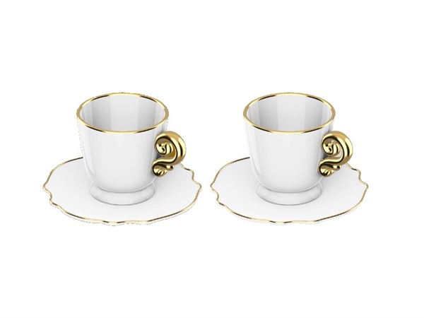 BIALETTI INDUSTRIE Pure gold, 2 tazze cappuccio con piattini