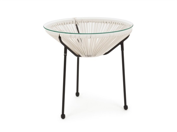BIZZOTTO Parker, tavolino con vetro bianco Ø50 cm