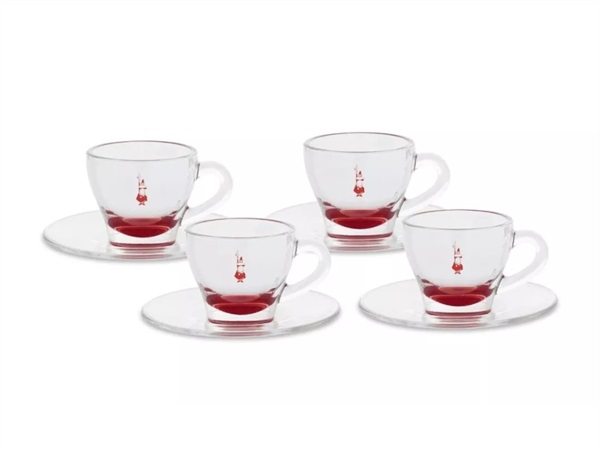BIALETTI INDUSTRIE Set 4 tazzine in vetro rosse