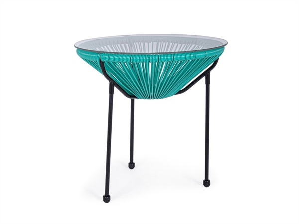 BIZZOTTO Parker, tavolino con vetro atol Ø50 cm
