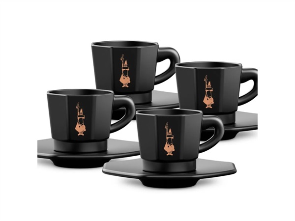 BIALETTI INDUSTRIE Set da 4 tazzine ottagonali nero