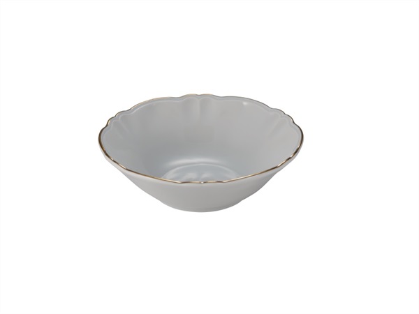 LE COQ Harmoniae bianco con filo oro, coppa rotonda 15xh4,5 cm