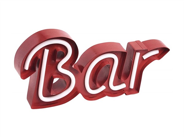 TRADING GROUP NEON SCRITTA METAL "BAR",PUSHER, ROSSO