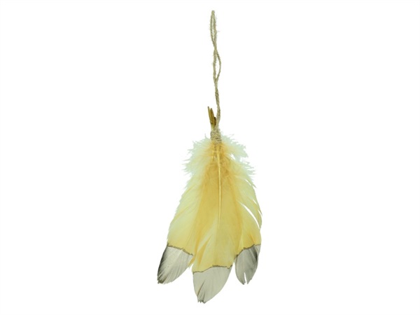 POMAX Pendente piume Velia Pomax, giallo-champagne, 20 cm