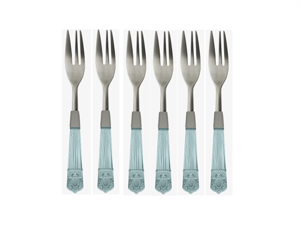 BACI MILANO FORCHETTINE DOLCE BAROQUE & ROCK BACI MILANO, ACCIAIO-ACQUA,SET 6 PZ