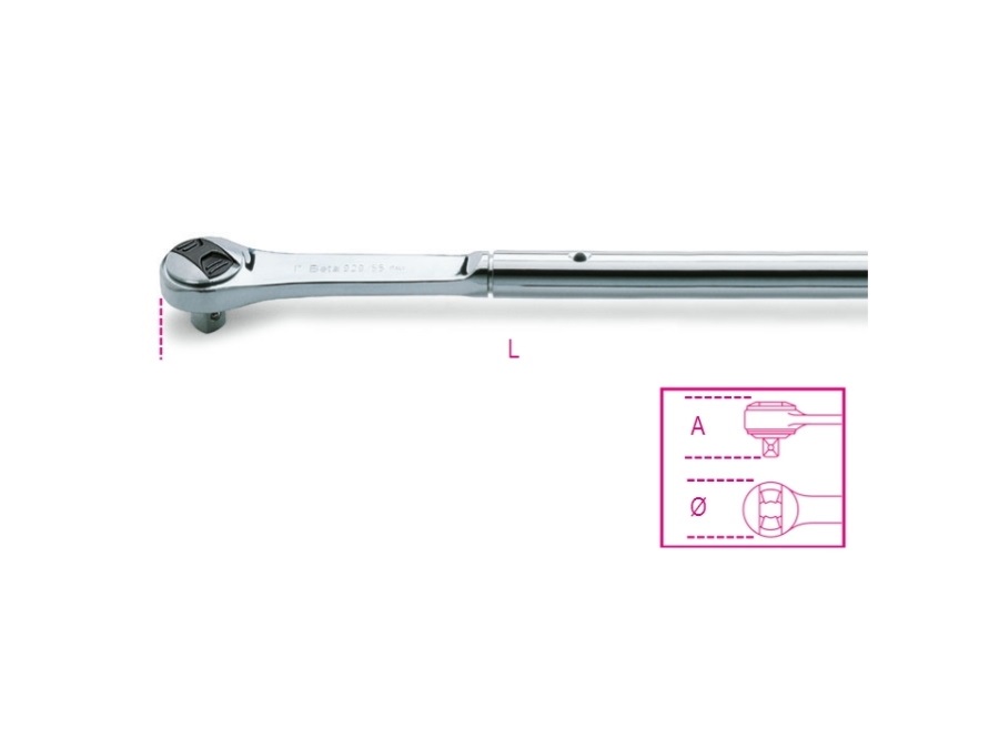 BETA UTENSILI Cricchetto reversibile con attacco quadro maschio 1" cromato