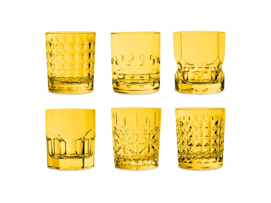 BACI MILANO Crystal touch - set 6 tumbler in acrilico giallo