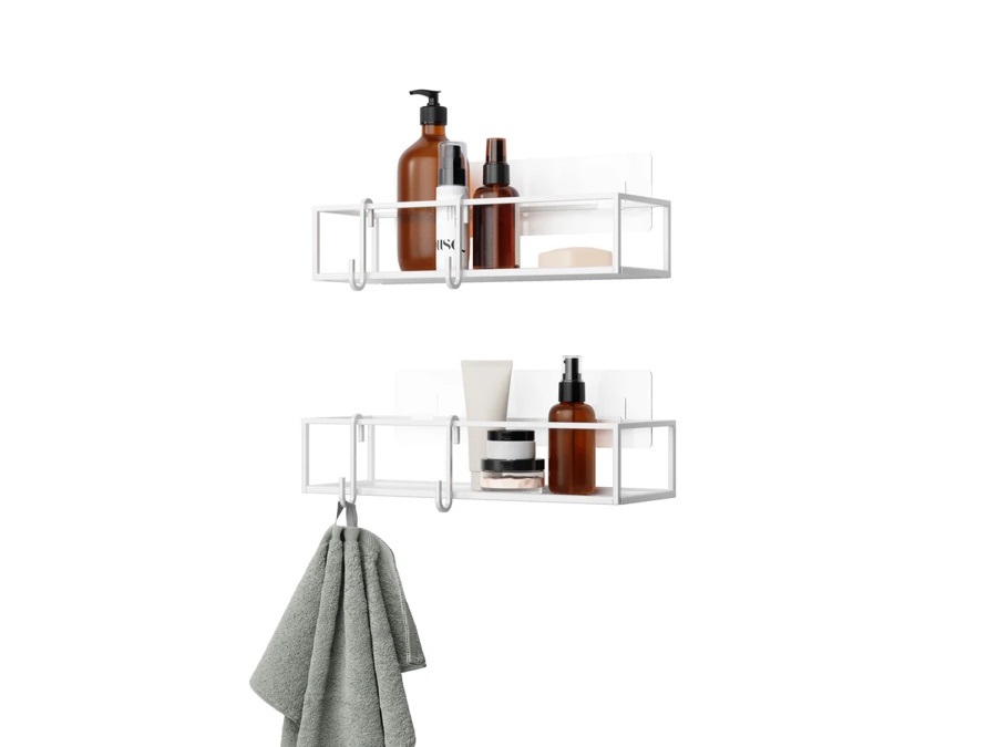 UMBRA Cubiko, set 2 cestini adesivi per doccia - bianco