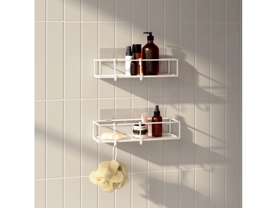 UMBRA Cubiko, set 2 cestini adesivi per doccia - bianco