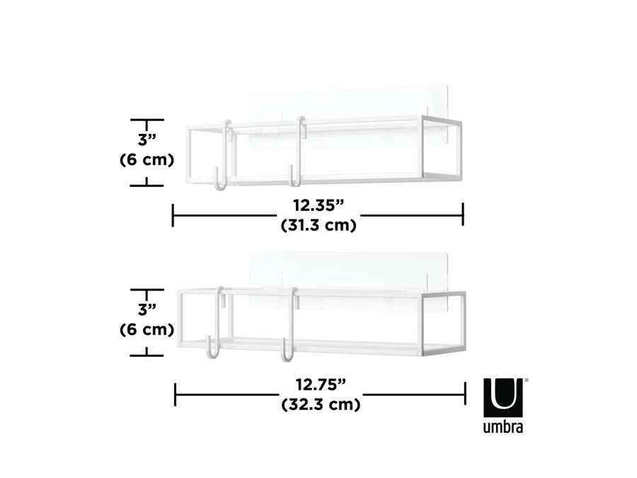 UMBRA Cubiko, set 2 cestini adesivi per doccia - bianco
