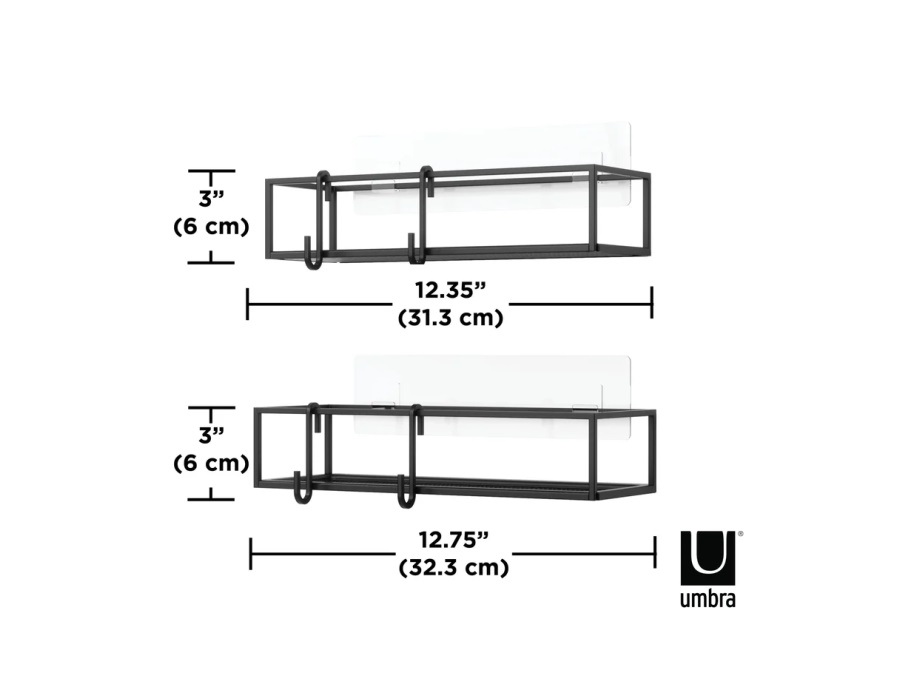 UMBRA Cubiko, set 2 cestini adesivi per doccia - nero