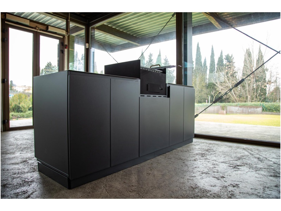 FLAMINIA OUTDOOR Cucina economica da esterno, ral 7016, con bbq carbone