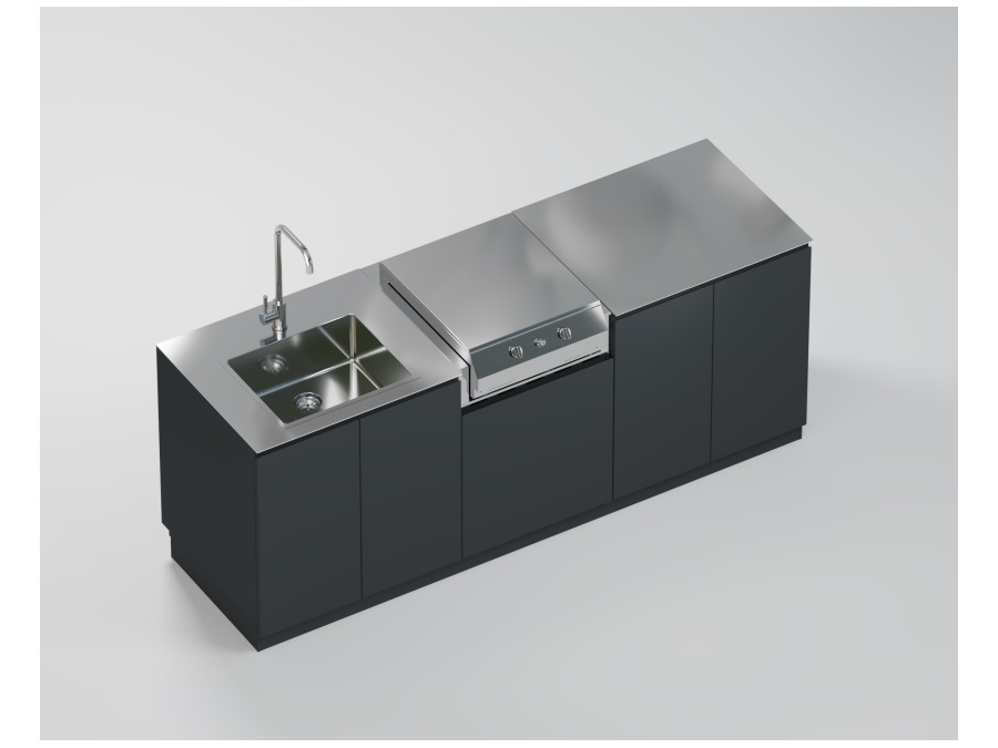 FLAMINIA OUTDOOR Cucina economica da esterno, ral 7016, con bbq elettrico