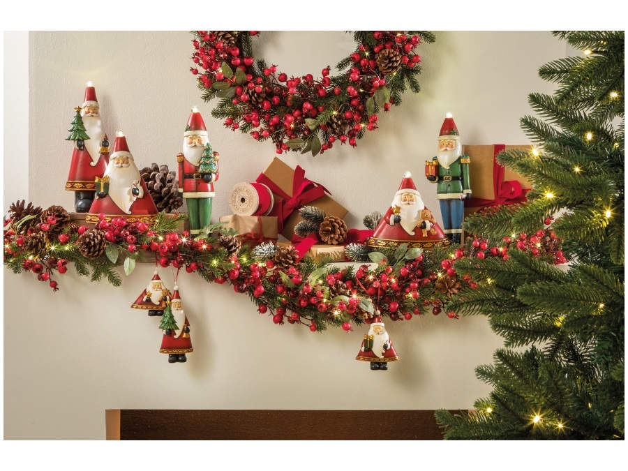 L'OCA NERA Custodi della gioia, Babbo Natale con pacco con luce led 10x7,5x32h cm