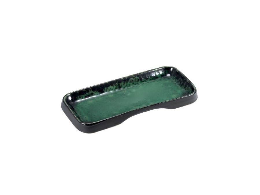 LE COQ Deimos, vassoio rettangolare nero/verde - 25x12,5 h cm 2,5