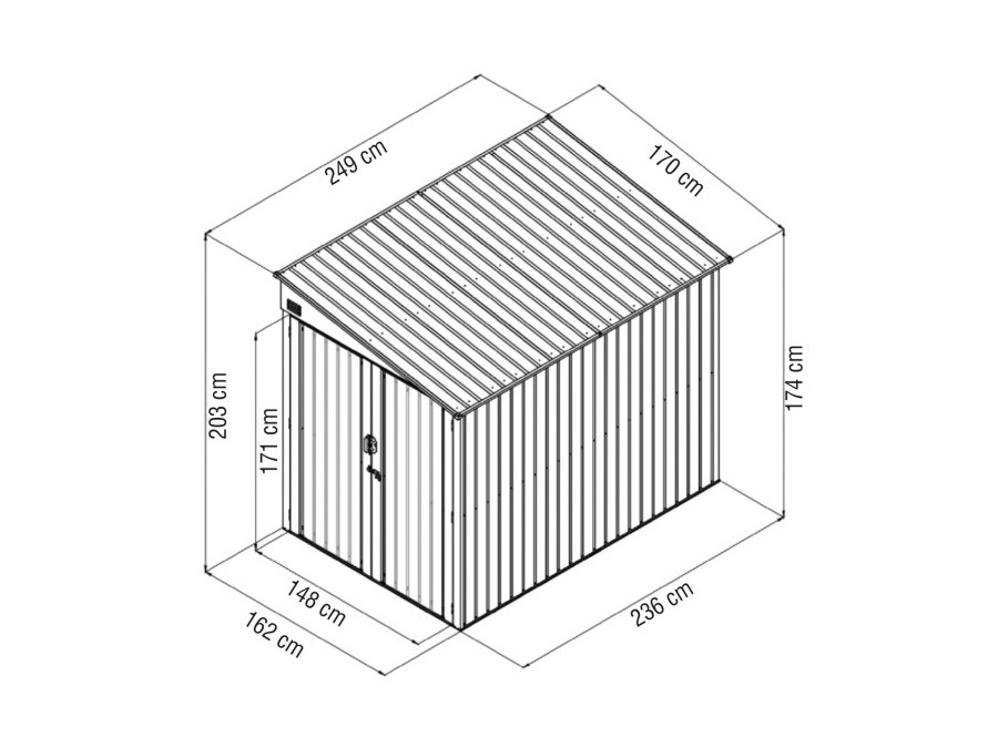 VERDELOOK Deposito box da giardino con tetto a una falda spiovente