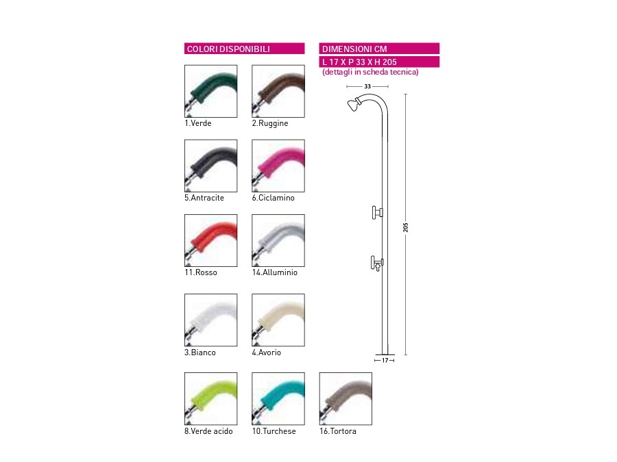 BEL FER Doccia in ferro bel-fer 42/D3 - disponibile in 11 colori