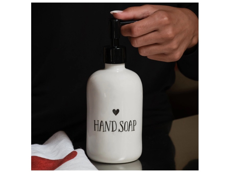 SIMPLE DAY LIVING & LIFESTYLE Dosasapone bianco con decoro Hand Soap