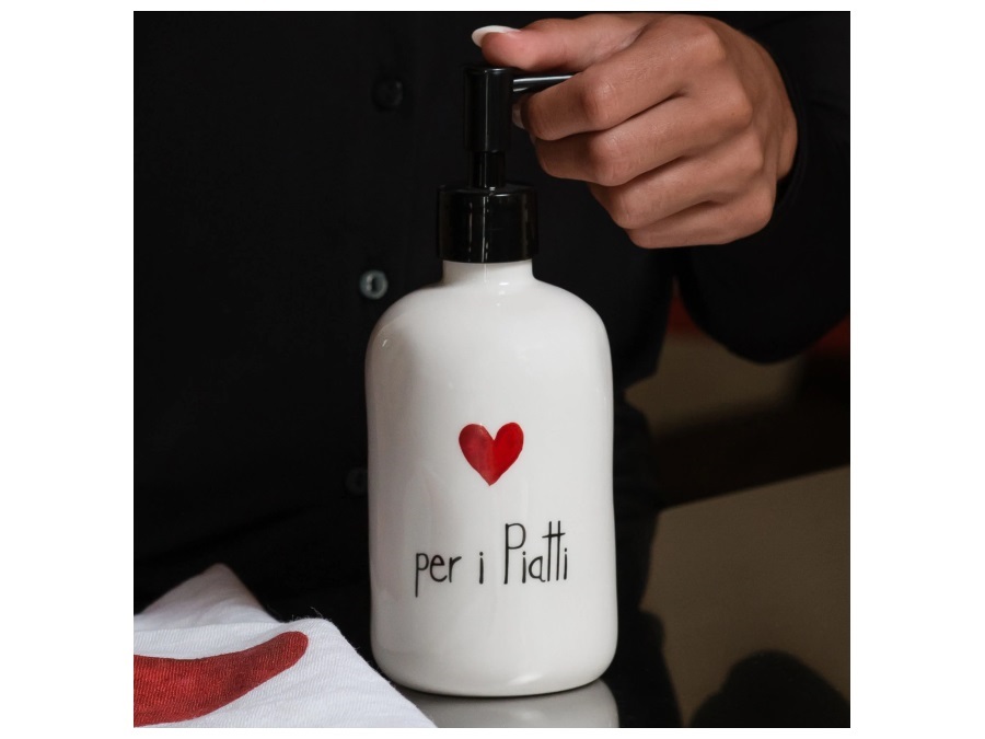 SIMPLE DAY LIVING & LIFESTYLE Dosasapone bianco con decoro Per I Piatti