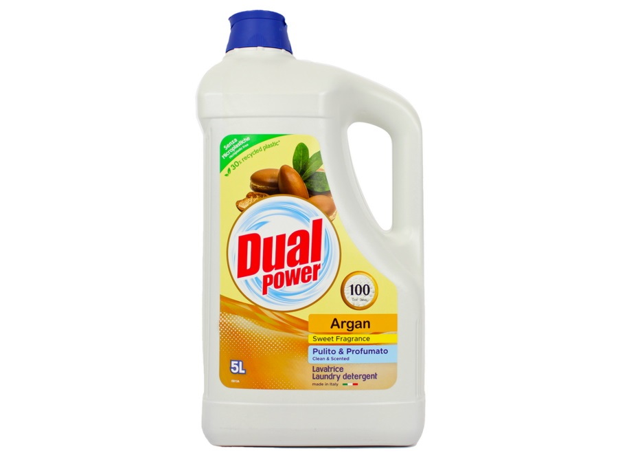 DUAL POWER DUAL POWER DETERSIVO BUCATO LAVATRICE PROFESSIONAL PERLE D'ARGAN 100 LAVAGGI 5 LT