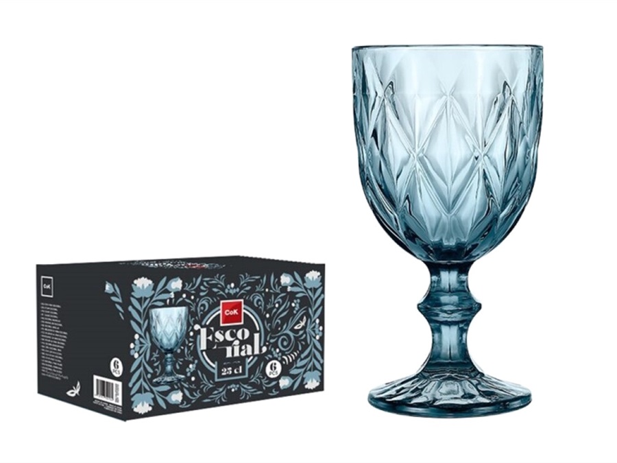 COK Escorial blu, set 6 calici - 25 cl