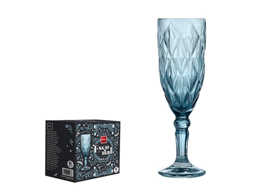 COK Escorial blu, set 6 calici flute - 16,5 cl