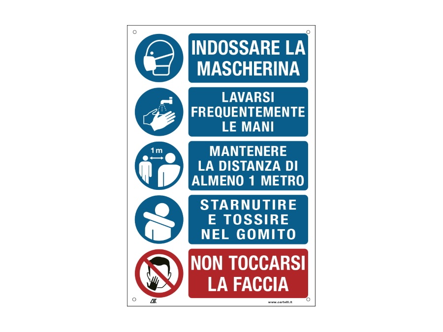 CARTELLI SEGNALATORI Etichetta attacca/stacca "prescrizioni per i lavoratori per prevenire il contagio" 20x30 cm