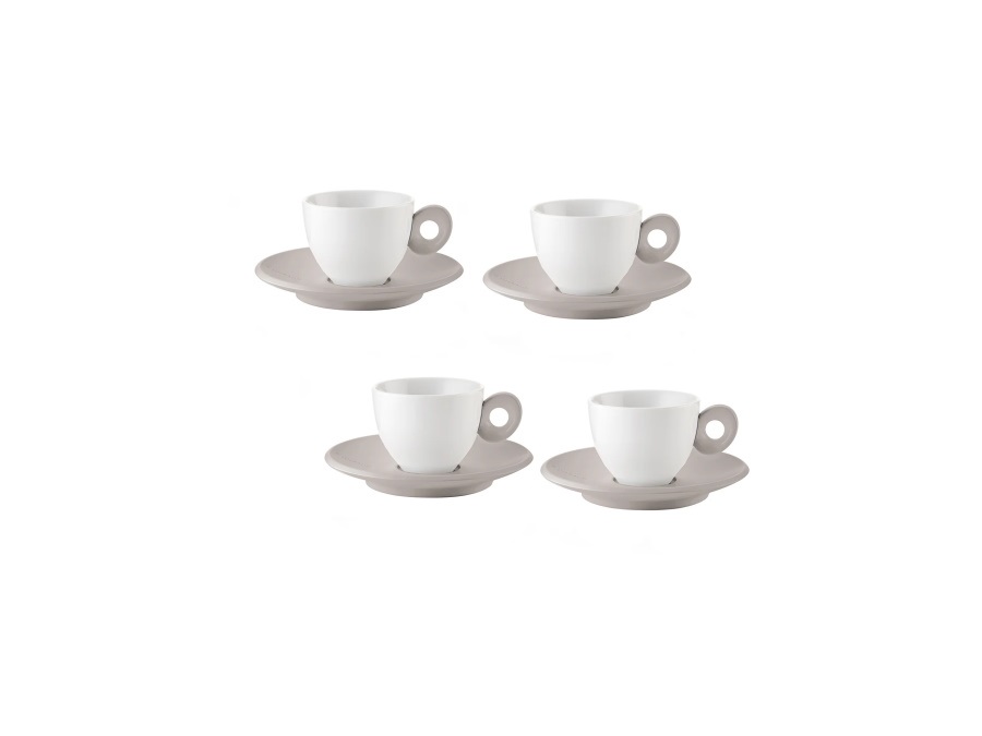 FRATELLI GUZZINI S.P.A. Everyday, set 4 tazzine caffè con piattino - Taupe