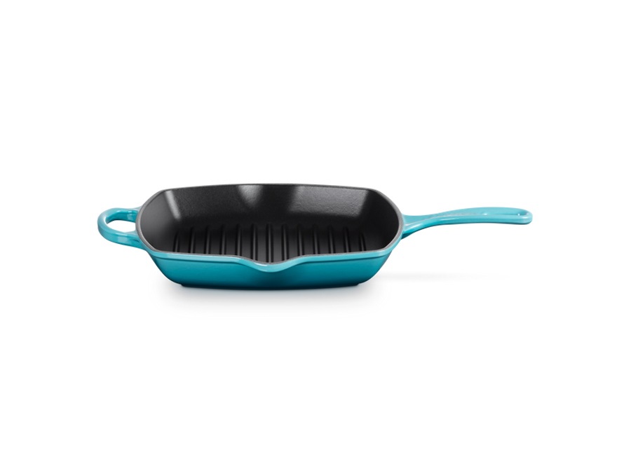 LE CREUSET Evolution, bistecchiera skillet quadrata in ghisa vetrificata 26 cm - blu caribe