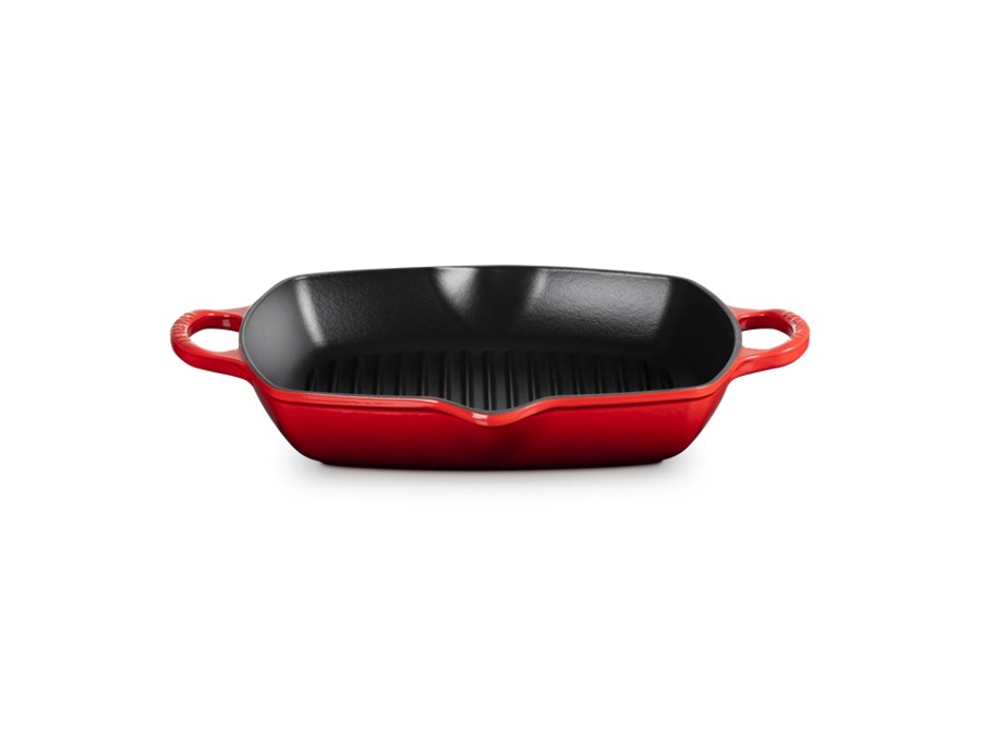 LE CREUSET Evolution, grill quadrato in ghisa vetrificata 34,5 cm - ciliegia