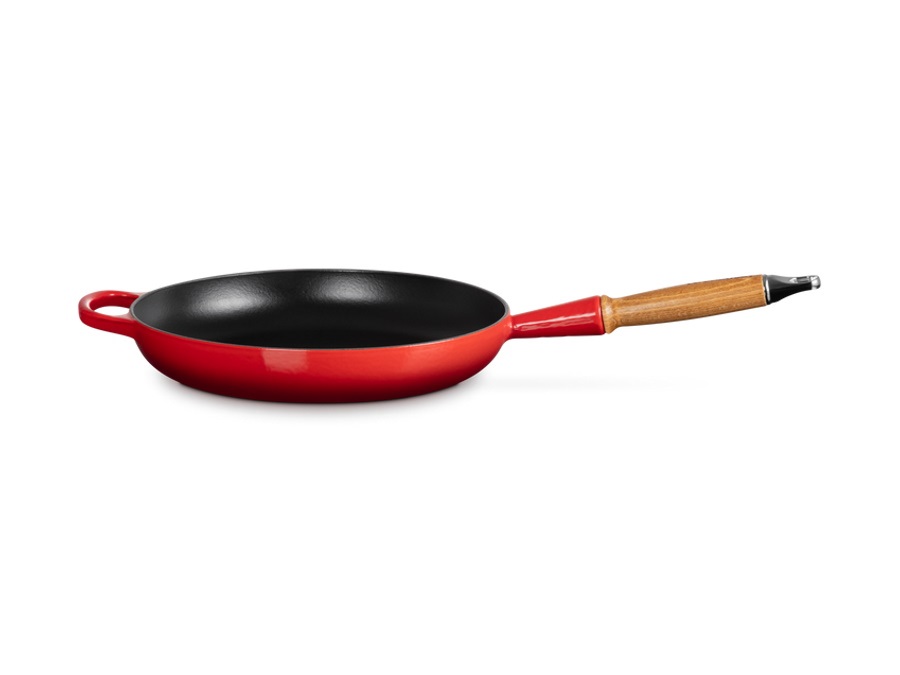 LE CREUSET Evolution, padella con manico in legno in ghisa vetrificata 28 cm - ciliegia