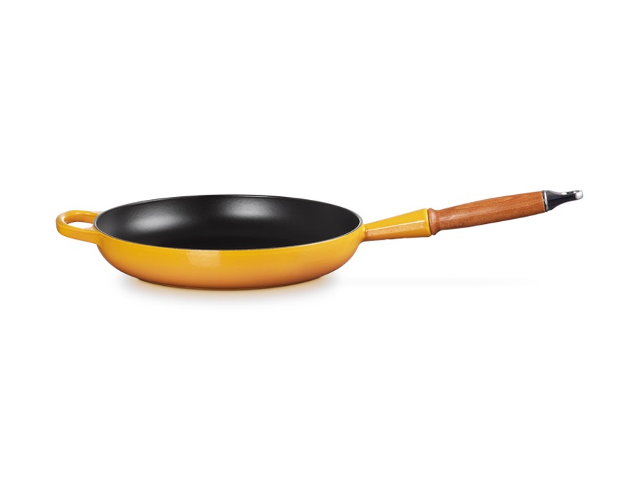 LE CREUSET Evolution, padella con manico in legno in ghisa vetrificata 28 cm - nectar