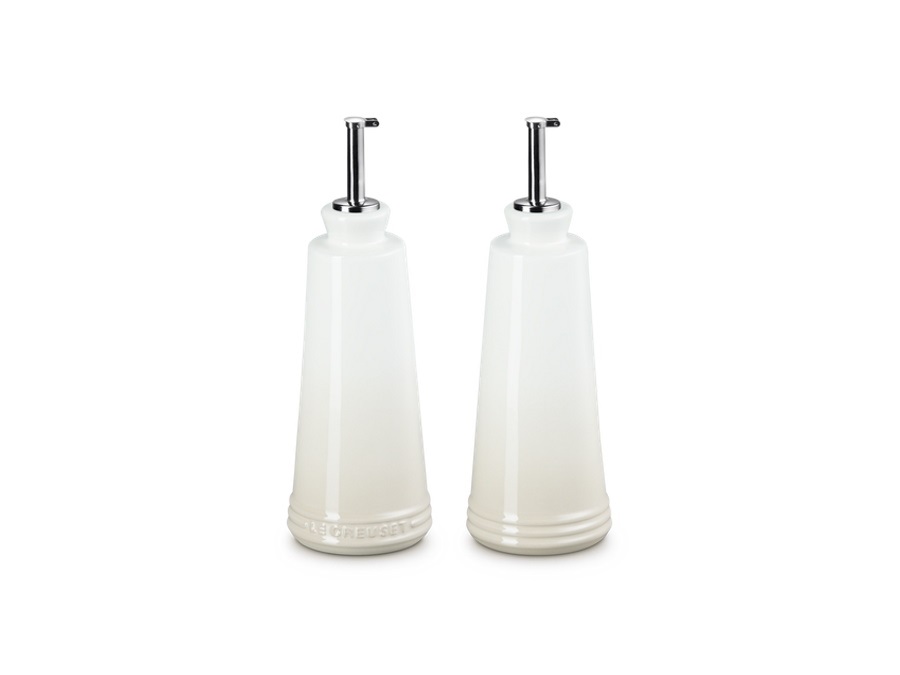 LE CREUSET Evolution, set olio e aceto in gres vetrificato 0,3 Lt - meringue