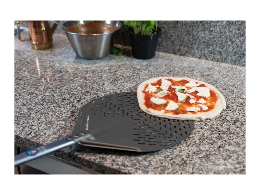 GI.METAL Evoluzione, Pala Pizza Rettangolare Cm 36 In Alluminio Forata Con Manico 150