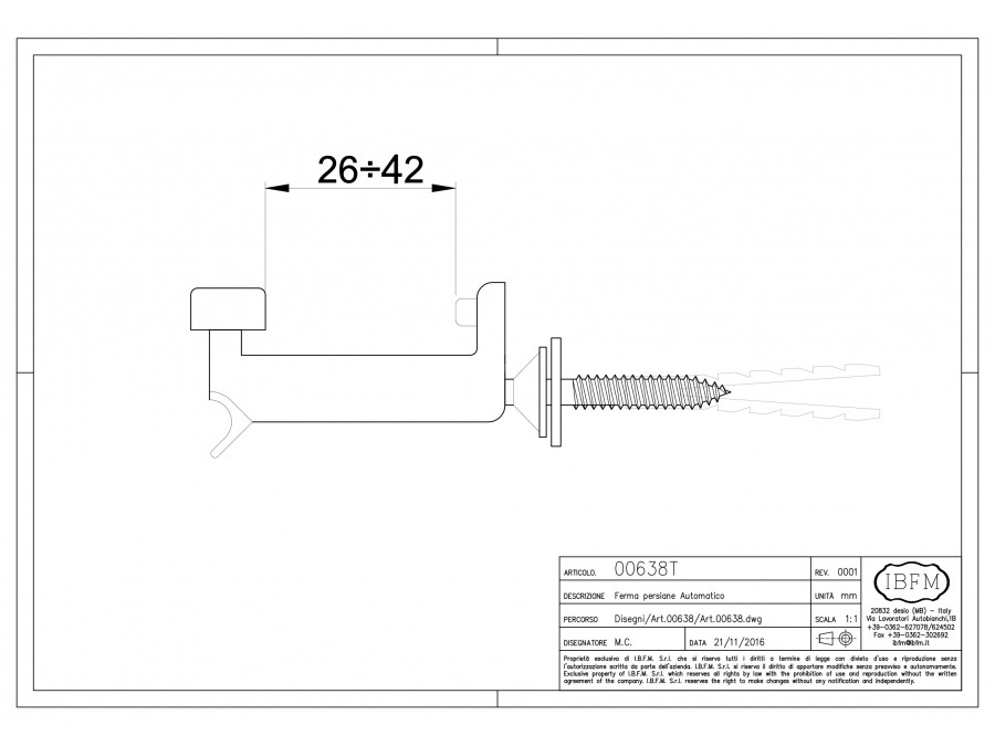 IBFM Fermapersiane Modello T, PLASTICA, 638T