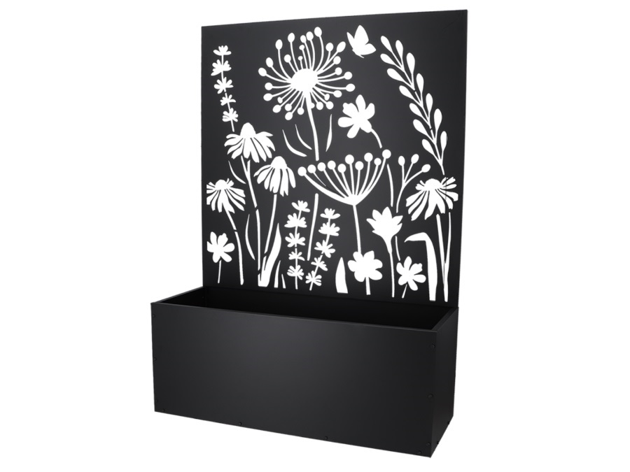 ESSCHERT DESIGN Fioriera con Pannello Decorativo foglie