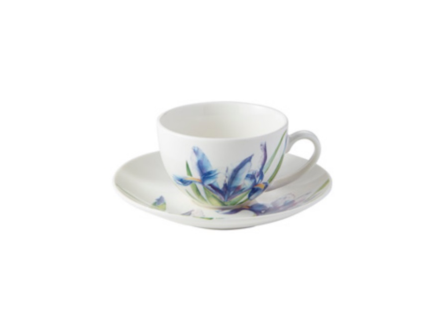 MAXWELL & WILLIAMS Floriade Iris, tazza colazione con piattino 400 ml