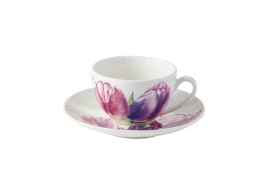 MAXWELL & WILLIAMS Floriade Tulip Love, tazza colazione con piattino 400 ml