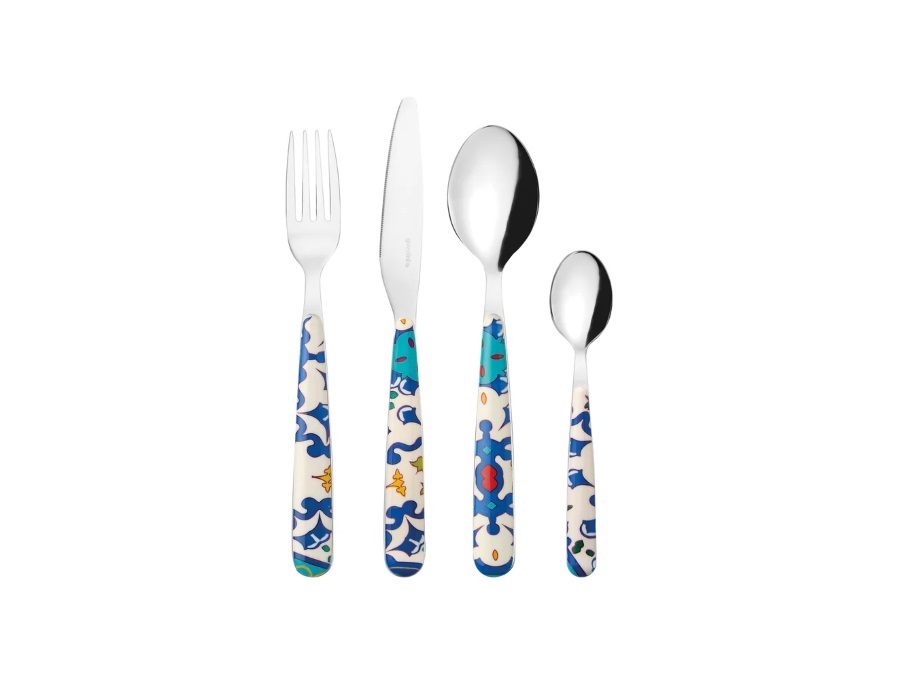 FRATELLI GUZZINI S.P.A. Flower&Lemon, set 24 posate blu mediterraneo