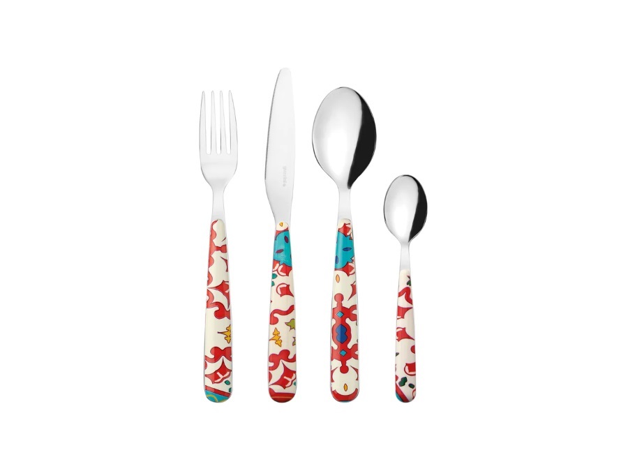 FRATELLI GUZZINI S.P.A. Flower&Lemon, set 24 posate rosso trasparente