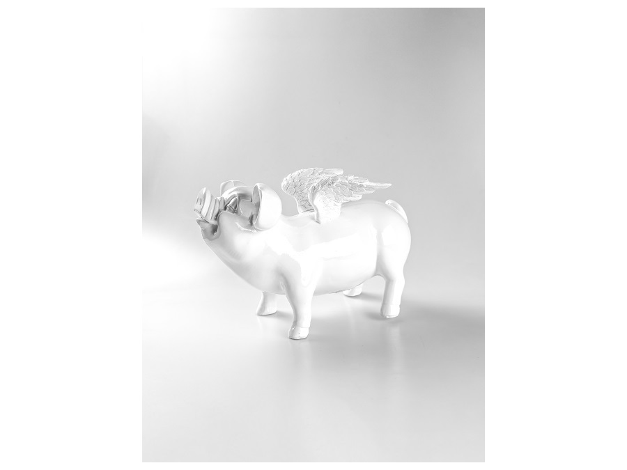 STOOBZ DESIGN Flying Pig, 25 cm, bianco