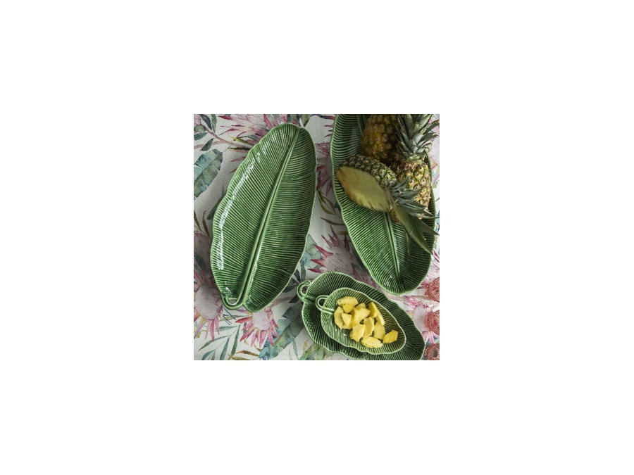BORDALLO PINHEIRO Folhas, insalatiera foglia di banano verde 53 cm
