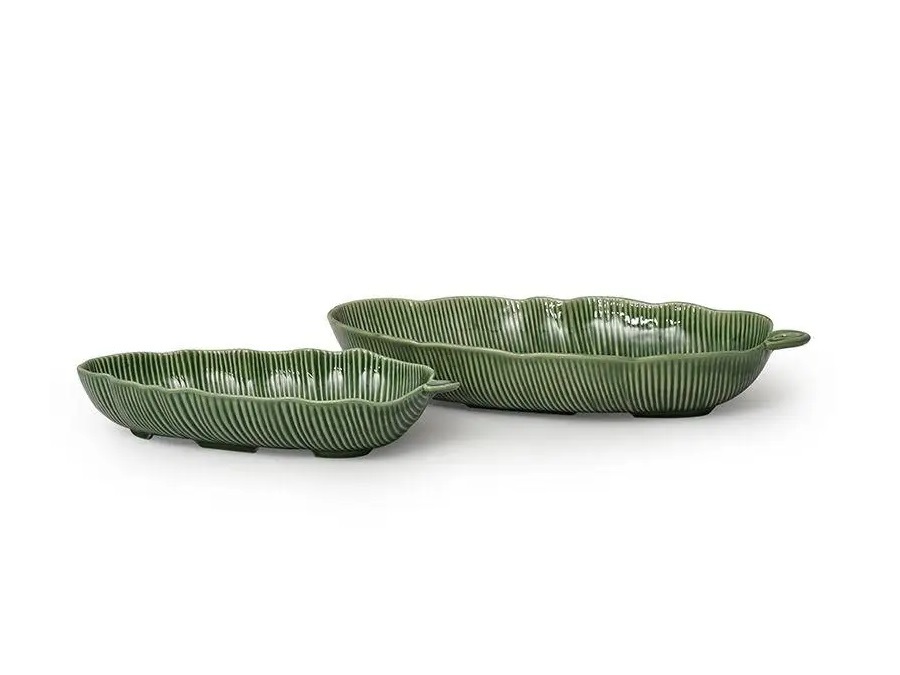 BORDALLO PINHEIRO Folhas, insalatiera foglia di banano verde 53 cm