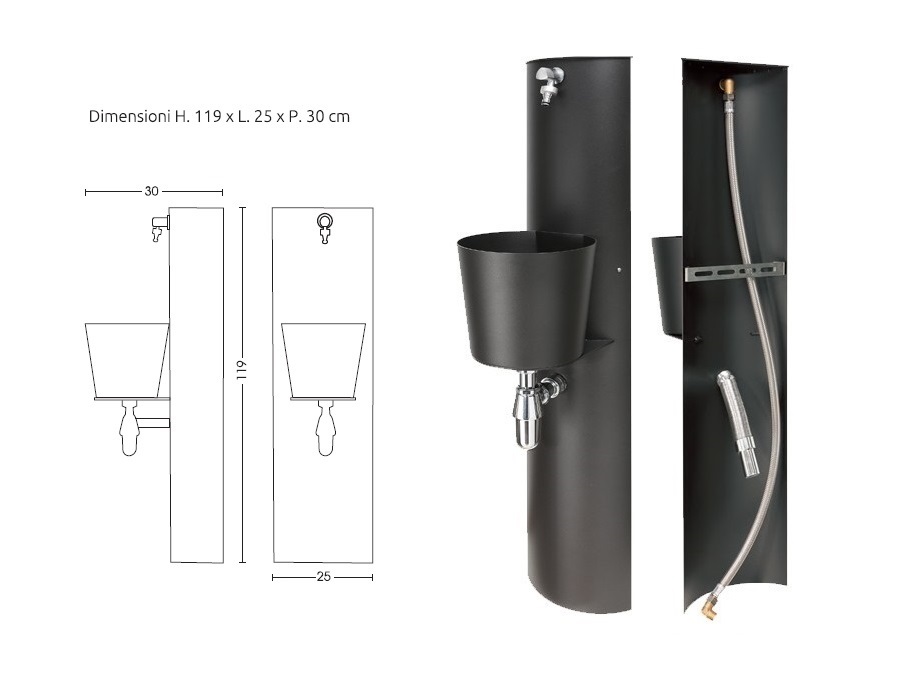BEL FER Fontana a parete bel-fer carico/scarico altezze variabili 42/prt - disponibile in 6 colori