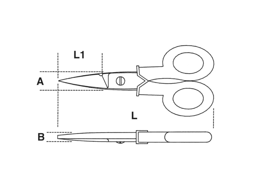 BETA UTENSILI Forbici per elettricisti lame curve, 145 mm