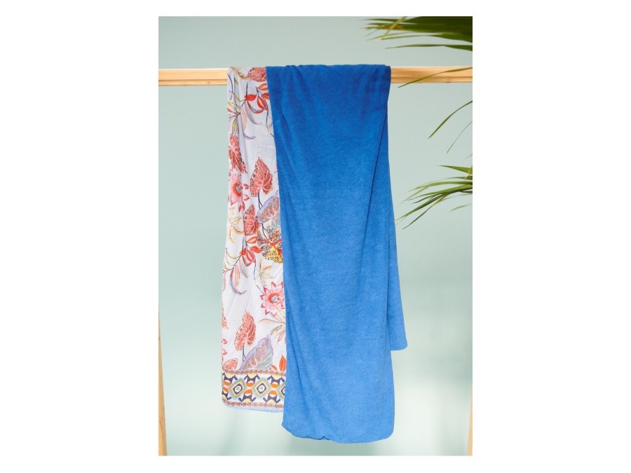 LUNA LLENA Fouta gipsy, telo spugna celeste 180x105 cm