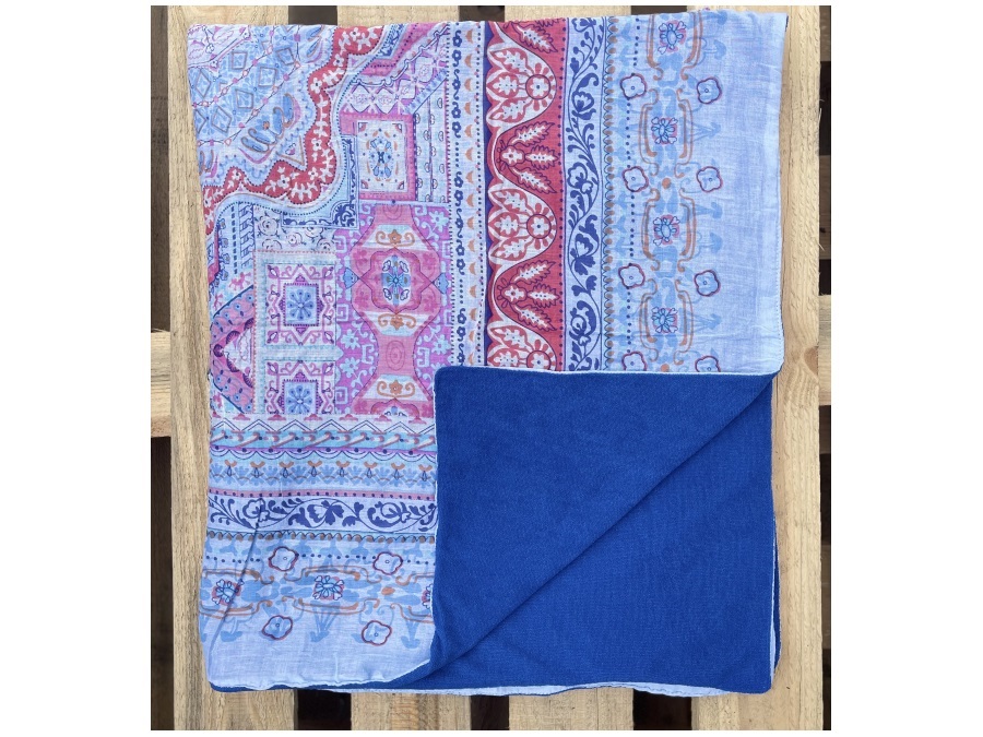 LUNA LLENA Fouta gipsy, telo spugna celeste 180x105 cm