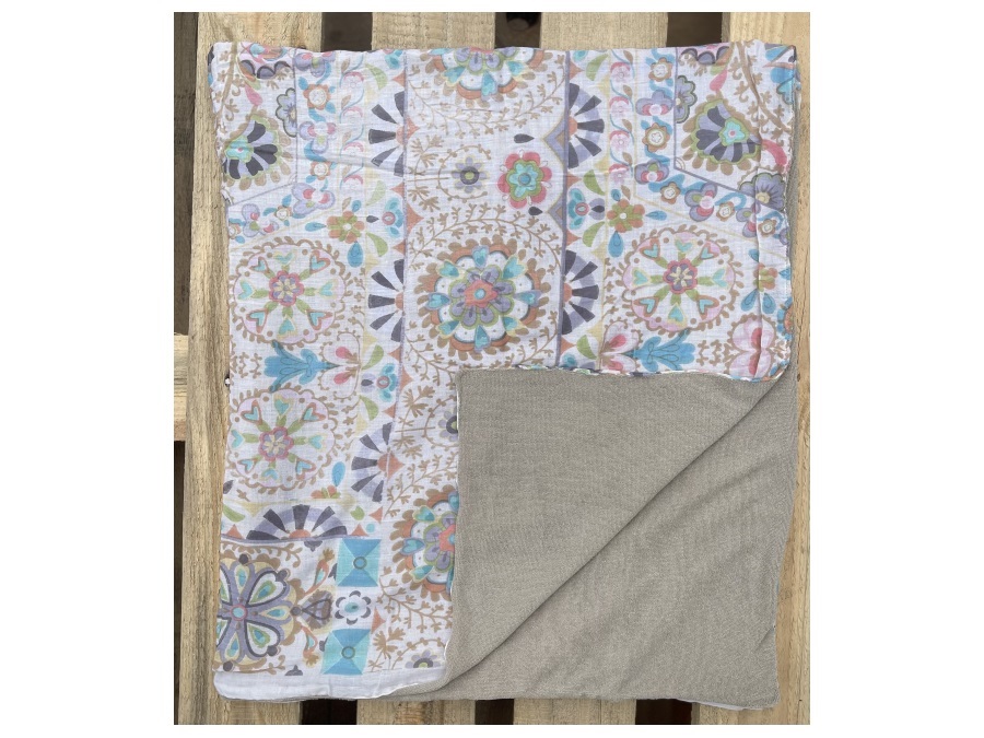 LUNA LLENA Fouta gipsy, telo spugna celeste 180x105 cm