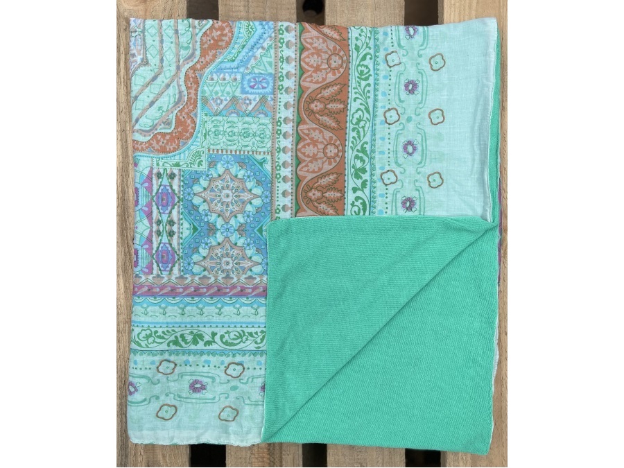 LUNA LLENA Fouta gipsy, telo spugna verde 180x105 cm